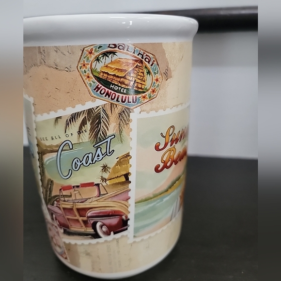 Ceramic Stoneware Cypress Home 7" Utensil Crock Tropical Beach Design - Picture 4 of 6